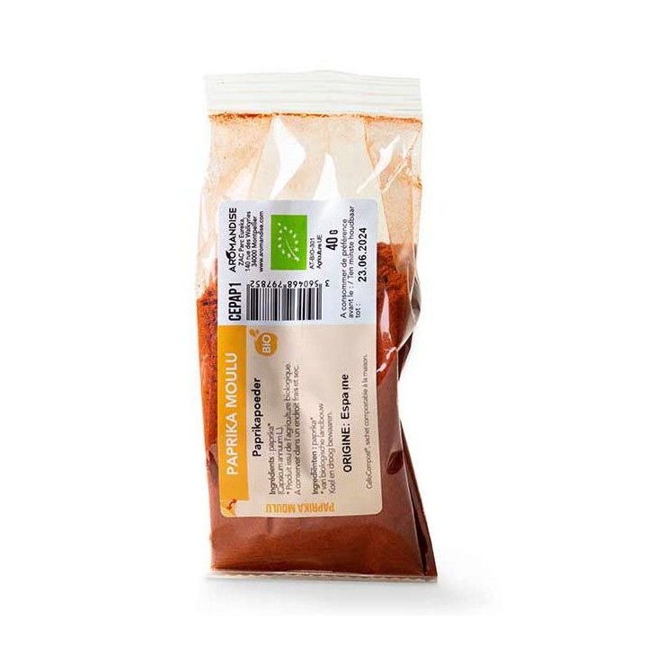 Paprika BIO moulu, Cellocompost Zéro déchet - 40gr  - Aromandise