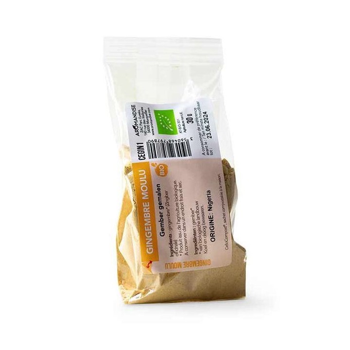 Gemahlener Bio-Ingwer - Cellocompost Zero Waste - 30gr - Aromandise