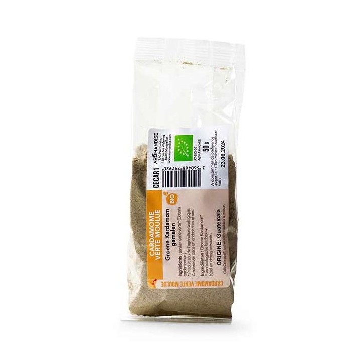 Cardamomo biologico in polvere, Cellocompost Zero rifiuti - 50gr - Aromandise