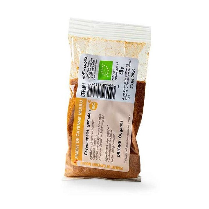 Bio-Cayennepfeffer gemahlen - Cellocompost Zero Waste - 40gr - Aromandise