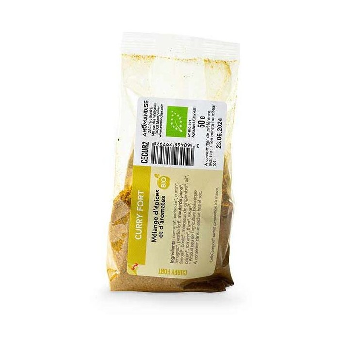 Curry forte biologico, Cellocompost Zero rifiuti - 50gr - Aromandise