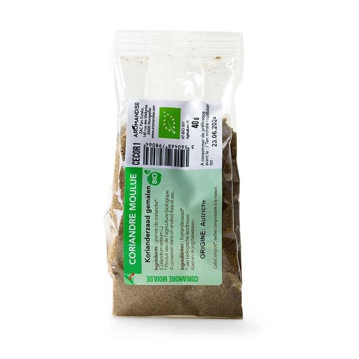 Coriandre BIO moulue, Cellocompost Zéro déchet - 40gr  - Aromandise