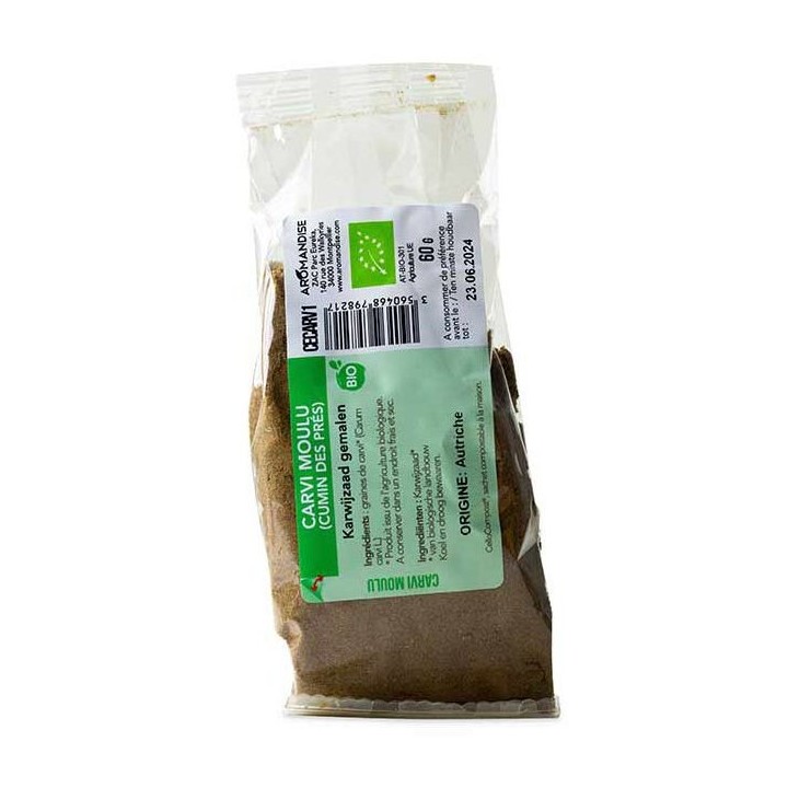 Carvi BIO moulu (Cumin des près), Cellocompost Zéro déchet - 60gr  - Aromandise