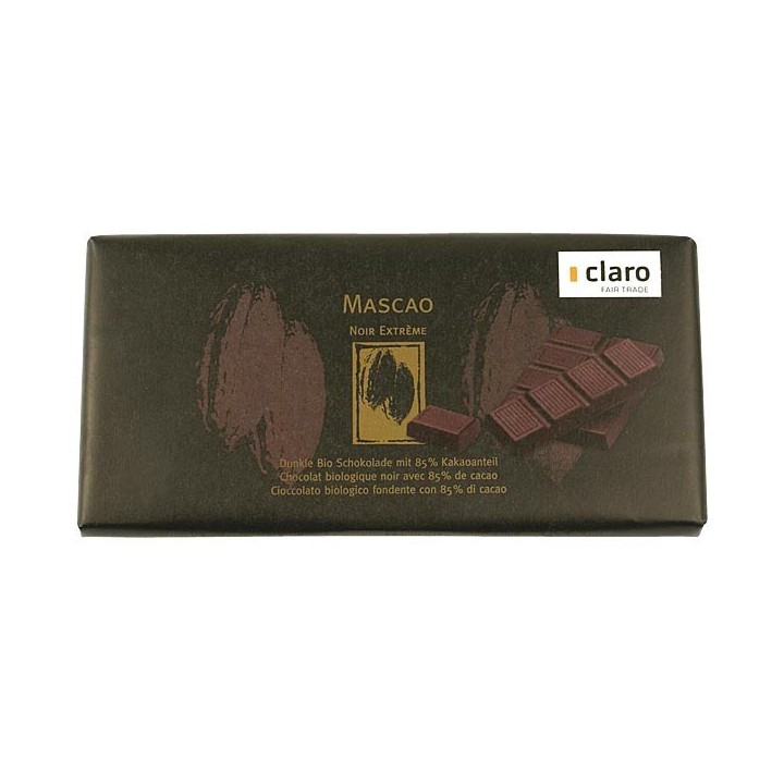 Dunkle Bio Schokolade mit 85% Kakaoanteil - 80g - Claro (Mascao)