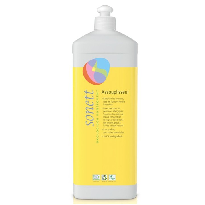 Assouplisseur lessive écologique, lisse les fibres et rend le linge doux - 1000ml - Sonett