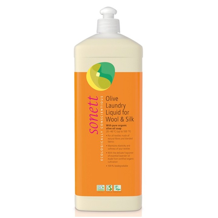 Detergente liquido ecologico, Lana e seta con sapone all'olio d'oliva - 1000ml - Sonett