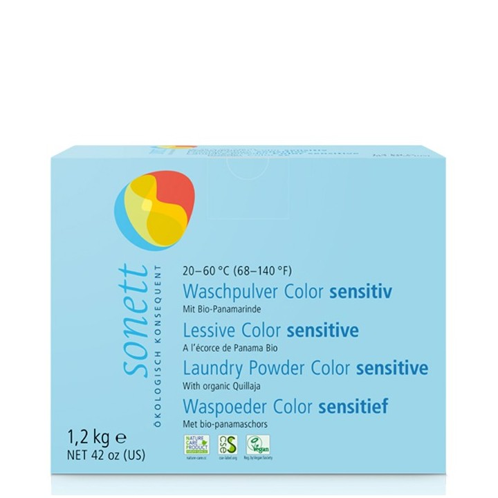 Ökologisches Waschpulver,  Color sensitiv, Idel für Allergiker  - 1,2 kg - Sonett