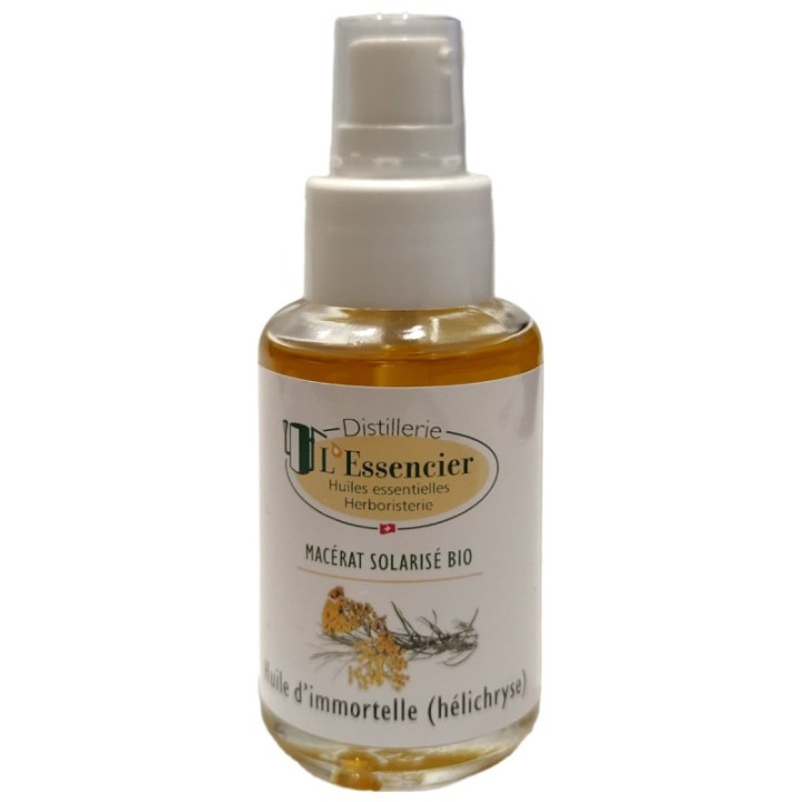 Solarisiertes Mazerat von Immortelle (Helichrysum) Öl aus dem Wallis - 50ml - L'essencier