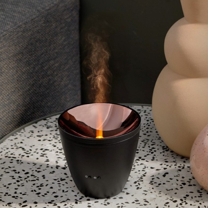 Ultraschall Diffusor für ätherische Öle, Zoe schwarz - Bernsteinfarbenes Licht - Stadler Form