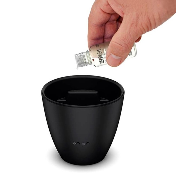 Ultraschall Diffusor für ätherische Öle, Zoe schwarz - Bernsteinfarbenes Licht - Stadler Form