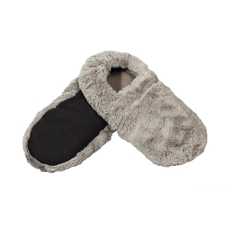 Pantofole riscaldate di grano, da riscaldare nel microonde - Grigio - Pelucho (L'artisan du Bien-être)