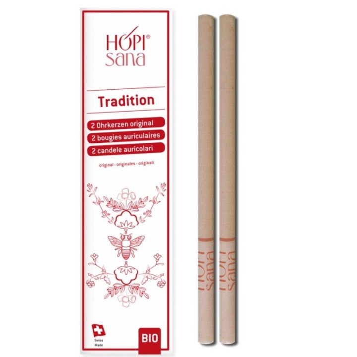 Candele HOPI per l'orecchio rosse svizzere, TRADIZIONE - 2 pezzi - HOPIsana
