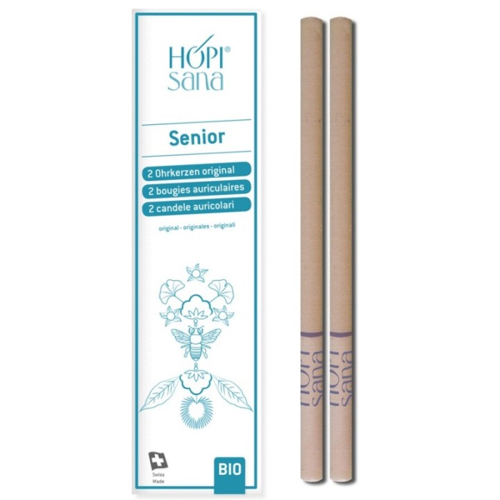 Candele HOPI per l'orecchio blu svizzere, SENIOR - 2 pezzi - HOPIsana