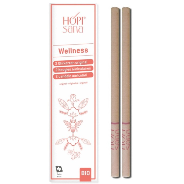 Candele HOPI per l'orecchio rose svizzere, WELLNESS - 2 pezzi - HOPIsana
