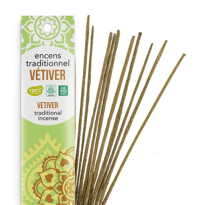 Encens Indiens, 100% naturels "Haute tradition" - Vétiver - 20 pces - Les encens du monde