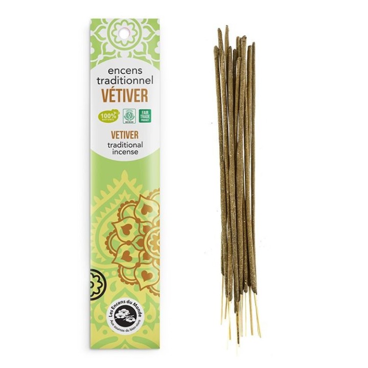 Indischer Weihrauch, 100% natürlich "Hohe Tradition" - Vetiver - 20 pces - Les encens du monde