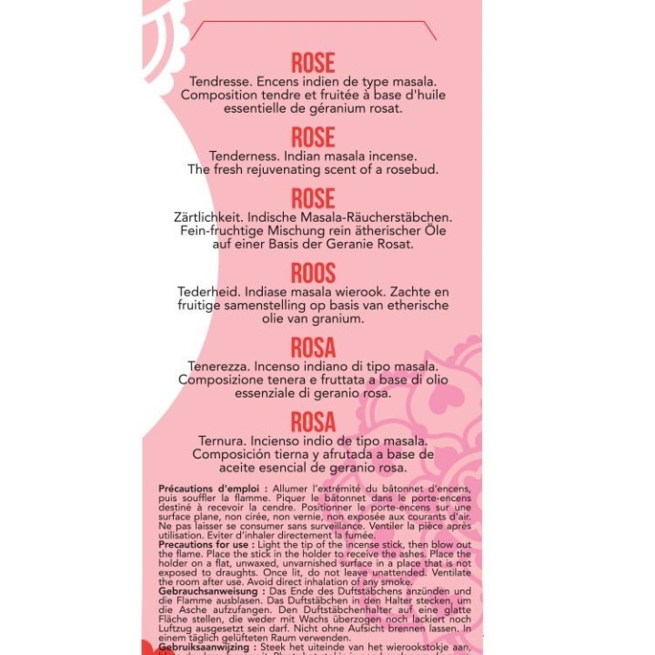 Incenso indiano, 100% naturale "Alta tradizione" - Rosa - 20 pces - Les encens du monde