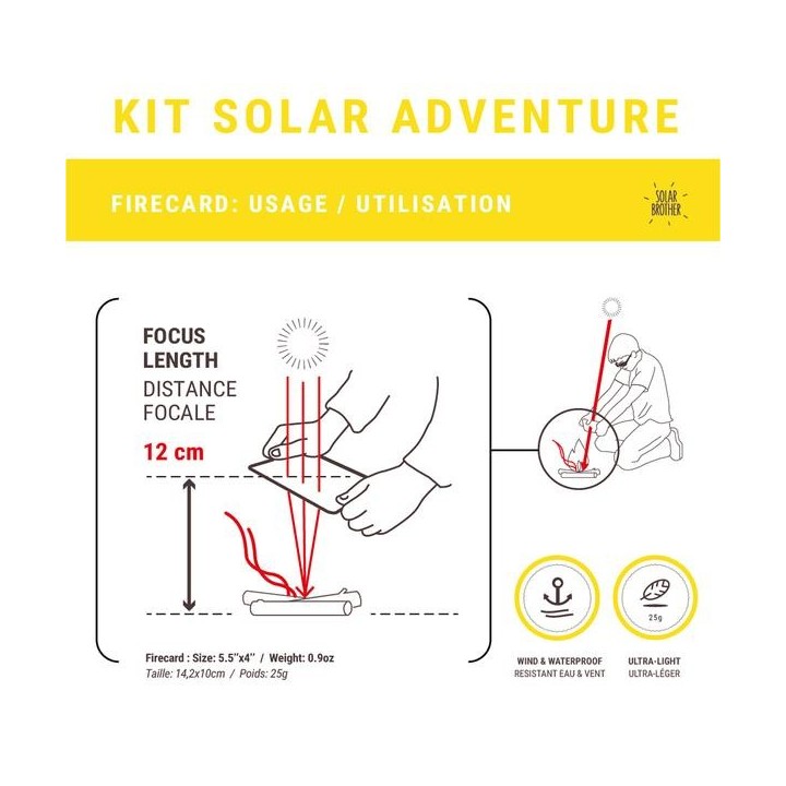 Kit di Sopravvivenza Solare: Accendifuoco/Pirografo/Specchio infrangibile, KIT AVVENTURA - Fratello Solare