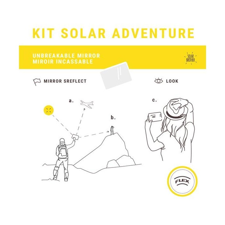 Kit de survie solaire: Allume-feu/Pyrograveur/Miroir incassable, ADVENTURE KIT - Solar Brother
