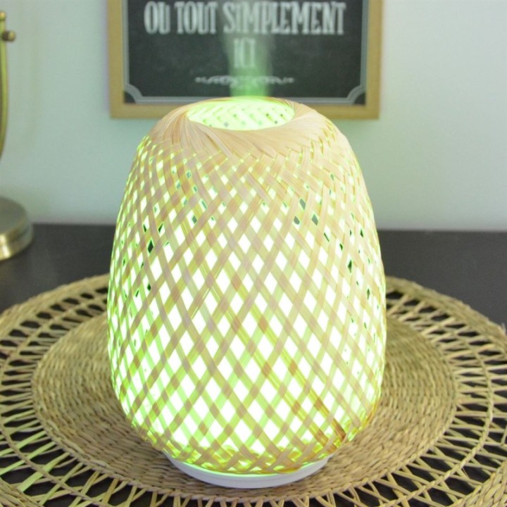 Diffusore di oli essenziali, ultrasuoni, bambù intrecciato - OLAKI- ZEN'Arôme