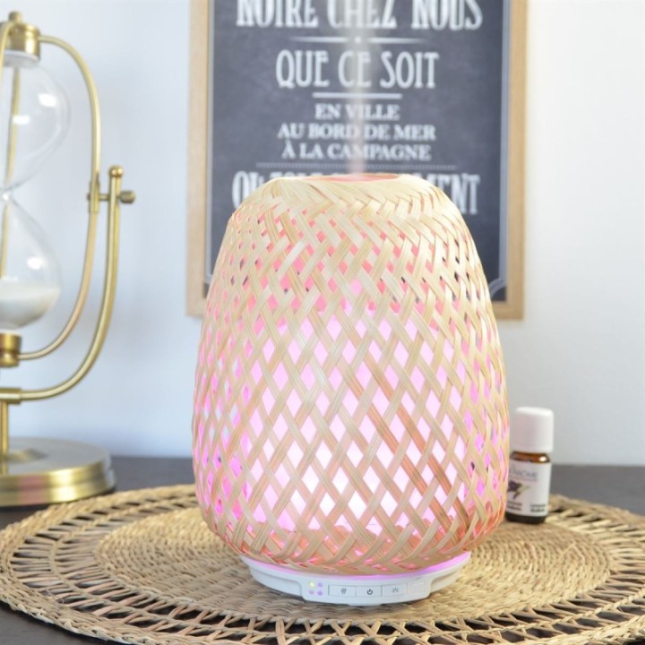 Diffuseur d'huiles essentielles, Ultrasonique en bambou tressé - OLAKI- ZEN'Arôme
