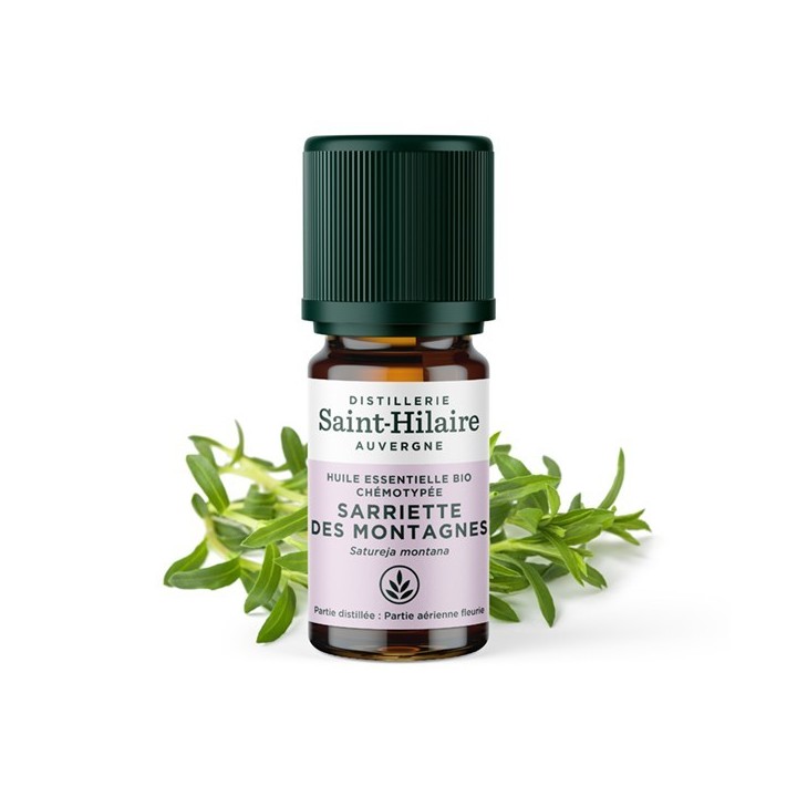 Huile essentielle biologique de Sarriette des Montagnes en flacon 5ml - distillée à la vapeur d'eau - Saint-Hilaire