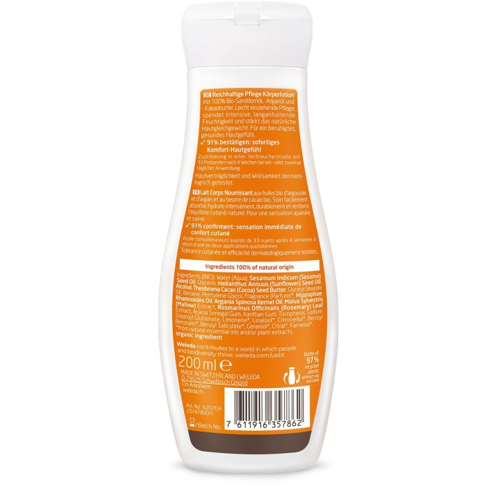 Lait Corps Nourrissant à l'Argousier - 200ml - Weleda
