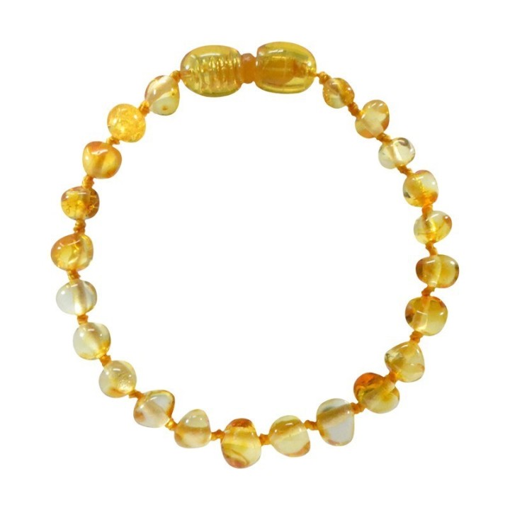  Bracelet bébé en Ambre, soulage les maux de dents et apaise - HONEY - 14cm - Irréversible Bijoux