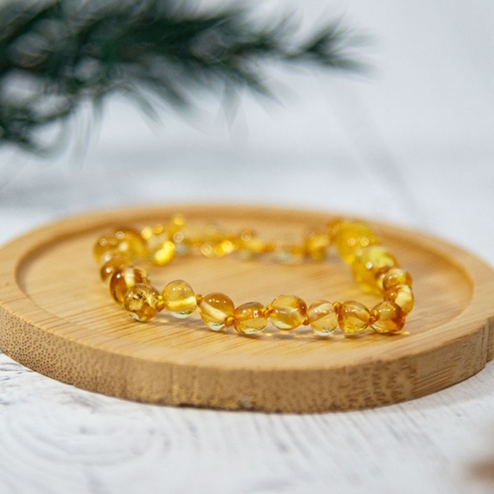 Babyarmband aus Bernstein, lindert Zahnschmerzen und beruhigt - HONEY - 14cm - Irréversible Bijoux