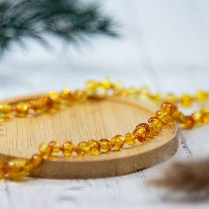 Collier bébé en Ambre, soulage les maux de dents et apaise - HONEY - 32cm - Irréversible Bijoux