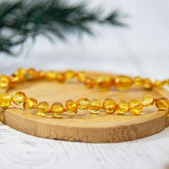 Babykette aus Bernstein, lindert Zahnschmerzen und beruhigt - HONEY - 32cm - Irréversible Bijoux