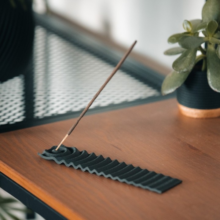 Porte encens en bois et amidon imprimée en 3D - Onde, Pin doré - COPO Design