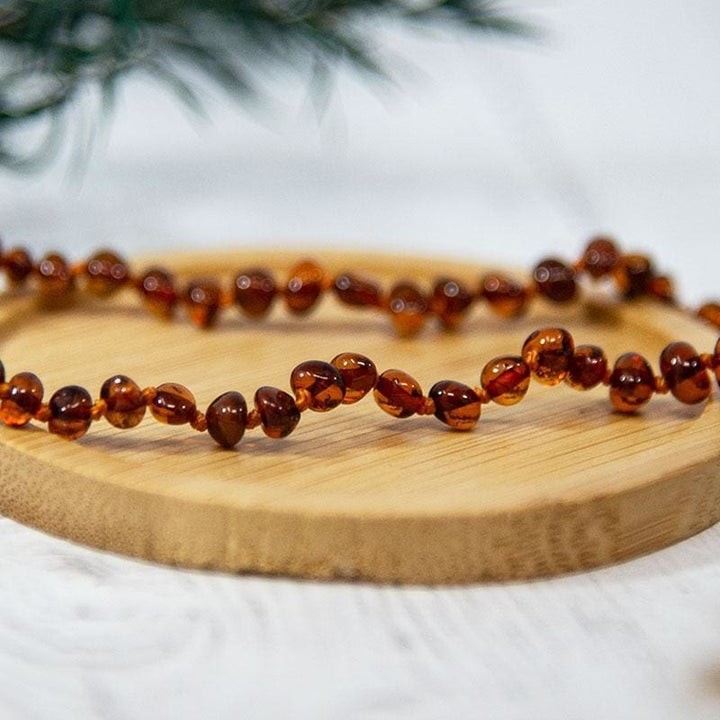 Babykette aus Bernstein, lindert Zahnschmerzen und beruhigt - COGNAC - 32cm - Irréversible Bijoux