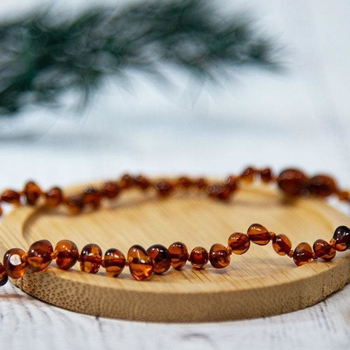 Babykette aus Bernstein, lindert Zahnschmerzen und beruhigt - COGNAC - 32cm - Irréversible Bijoux