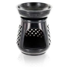 Porta-incenso in pietra intagliata, "Musharabieh", Nero - Les encens du monde