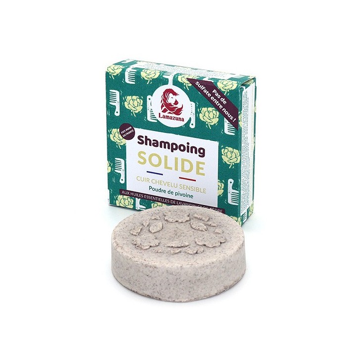 Shampoing solide pour cuir chevelu sensible aux huiles essentielles - Pivoine - 70g - Lamazuna