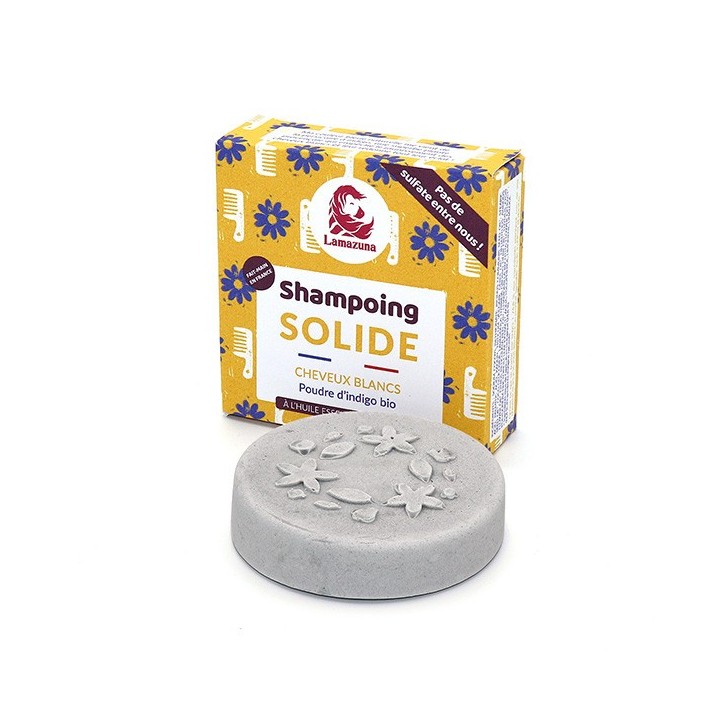 Shampoo solido per capelli bianchi con oli essenziali - polvere di indaco - 70g - Lamazuna
