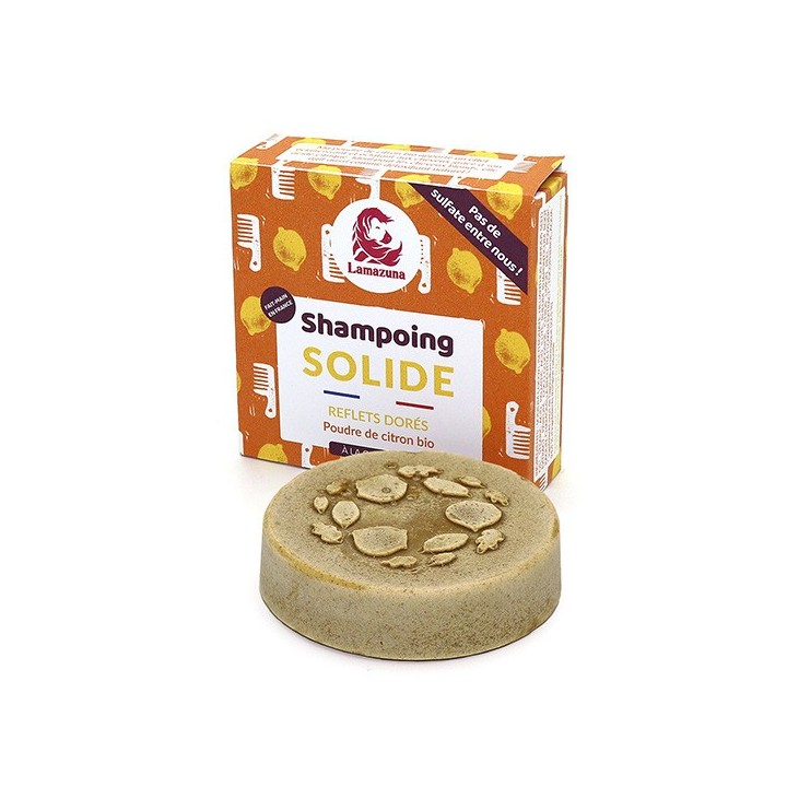 Shampoo solido per capelli biondi e castani (senza oli essenziali) - Limone - 70g - Lamazuna