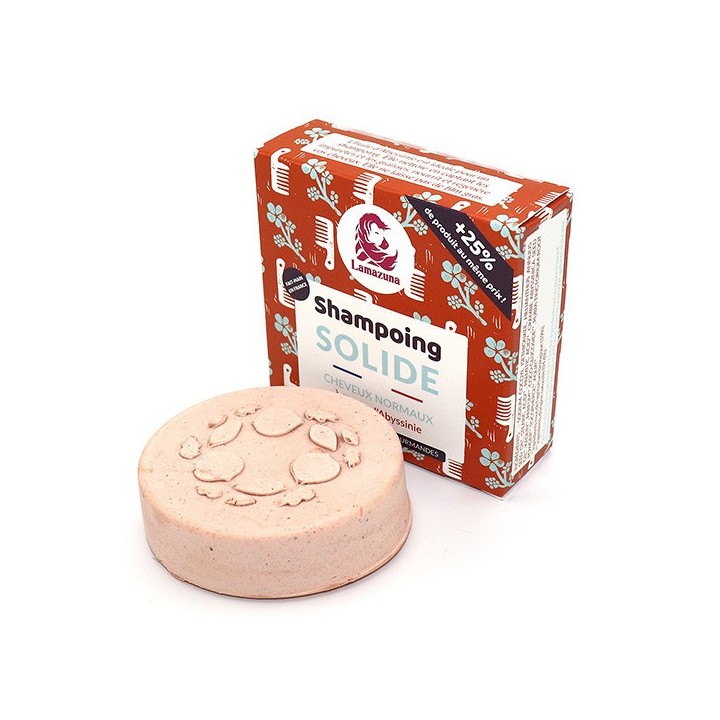 Shampoing solide pour cheveux normaux (sans huiles essentielles) - Huile d'Abyssinie - 70g - Lamazuna