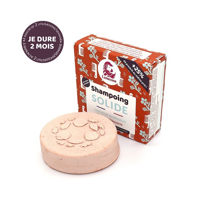 Shampoing solide pour cheveux normaux (sans huiles essentielles) - Huile d'Abyssinie - 70g - Lamazuna