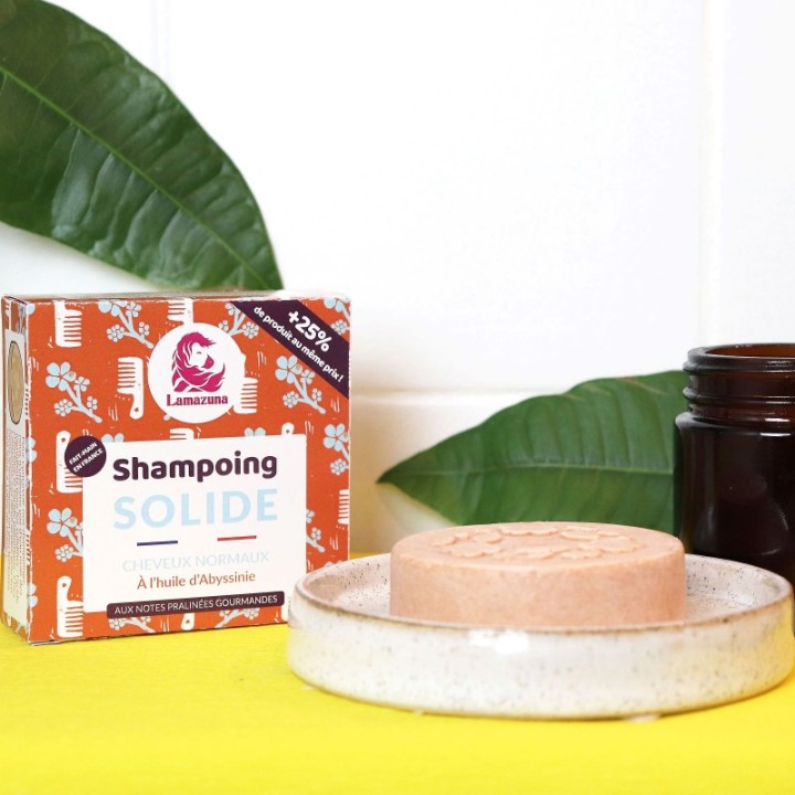 Shampoo solido per capelli normali (senza oli essenziali) - Olio di Abissinia - 70g - Lamazuna