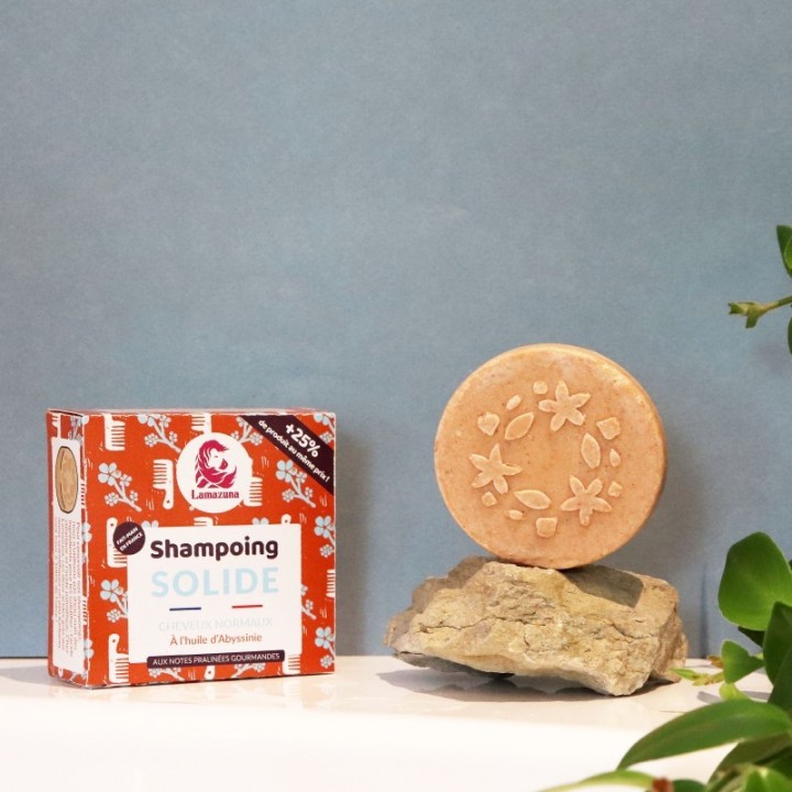 Shampoing solide pour cheveux normaux (sans huiles essentielles) - Huile d'Abyssinie - 70g - Lamazuna