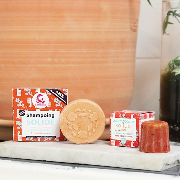 Shampoing solide pour cheveux normaux (sans huiles essentielles) - Huile d'Abyssinie - 70g - Lamazuna