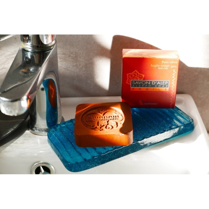 Sapone di Aleppo " Argilla Rossa " (30% argilla / 70% oliva) - scatola di cartone da 100g - Karawan