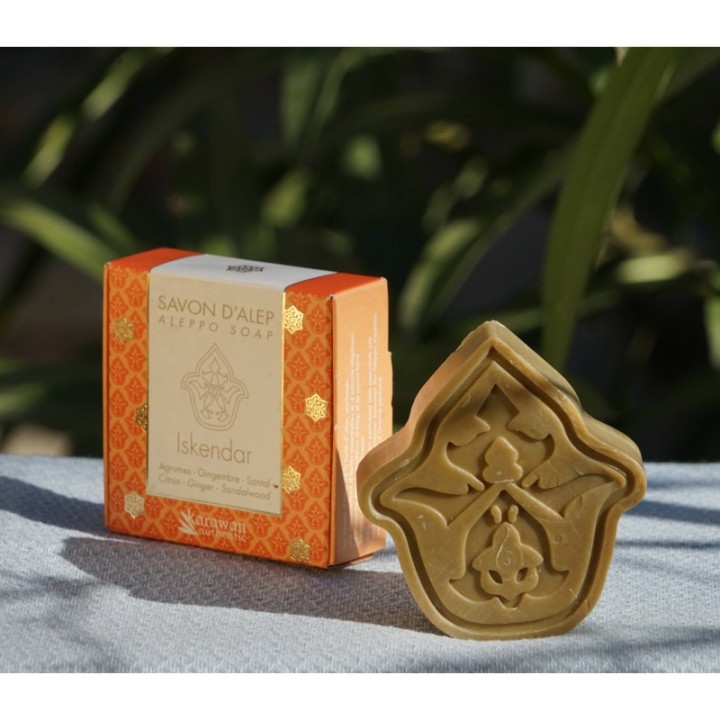 Savon d'Alep parfumé "Iskendar", aux notes d'agrumes - 100g - Karawan