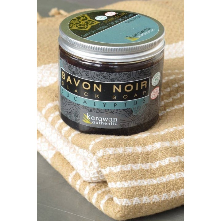 Schwarze Bio-Kosmetikseife "Pure Olive & Eukalyptus" (in Paste) - 200g - Karawan
