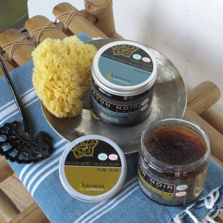 Schwarze kosmetische Bio-Seife "Pure Olive" (in Paste) - 200g - Karawan