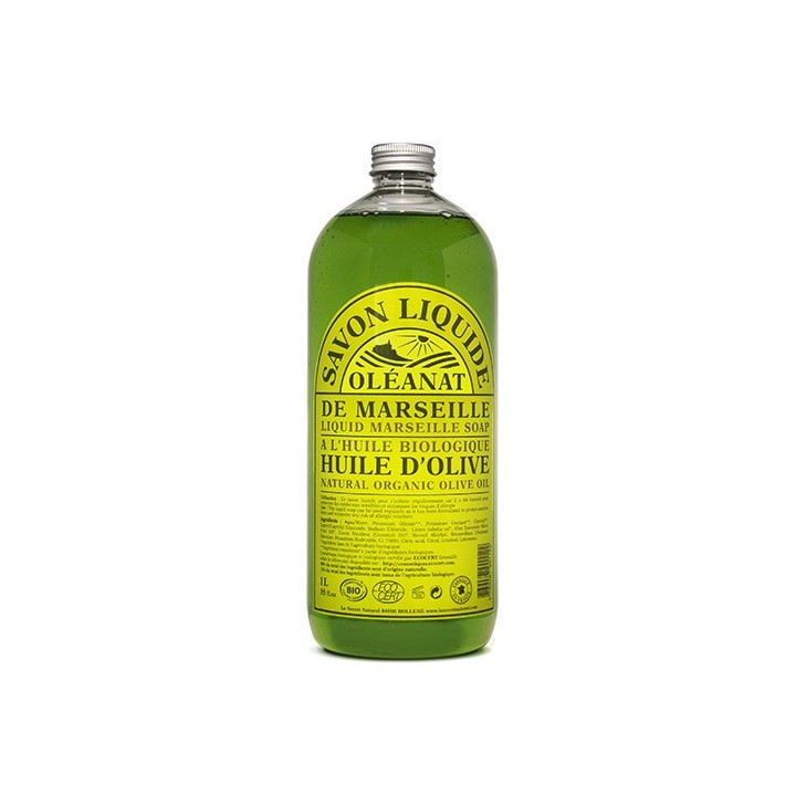 Sapone liquido di Marsiglia con olio d'oliva biologico - 1 litro - Oléanat