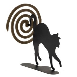 Porte spirale d'encens en fer, Chat noir - Les encens du monde