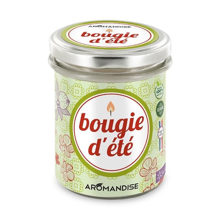 Sommerkerze 100% natürlich mit Sojawachs, 30h - 150g - Aromandise